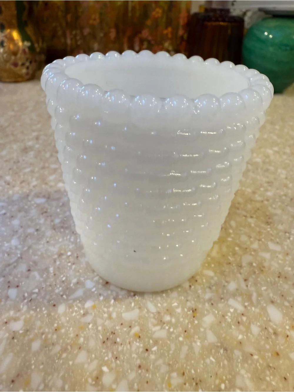 Vintage White Milk Glass Hobnail votive tea light candle holder